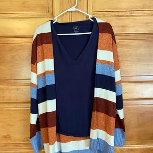 Fall color scheme striped cardigan